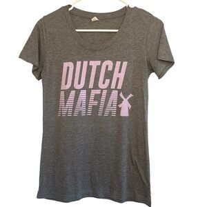 Dutch Bros Women’s Gray “Dutch Mafia” VINTAGE Medium Purple/Lavender Wri…